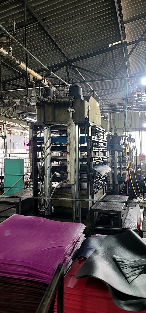 EVA sheet press with finished colored sheet stock